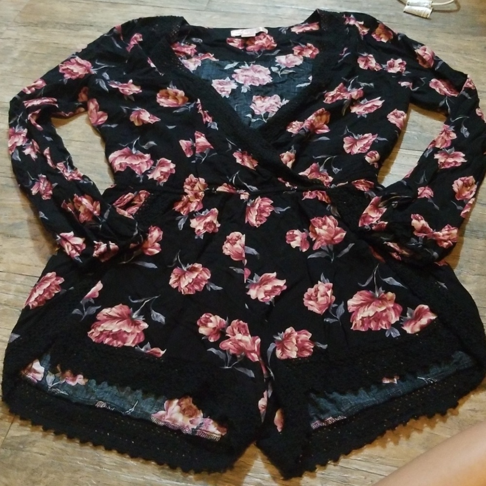 Rose Pattern Short Romper